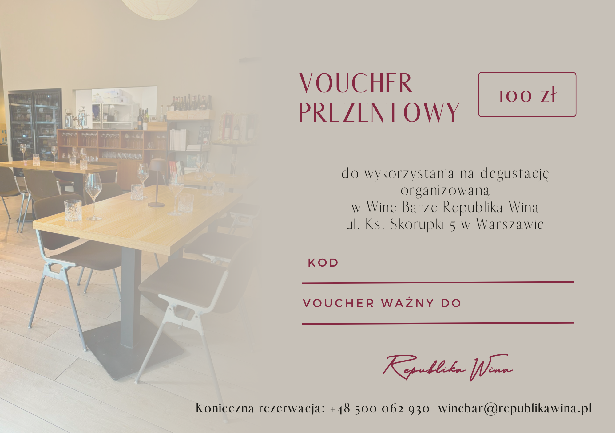 Voucher Prezentowy o wartości 100 zł