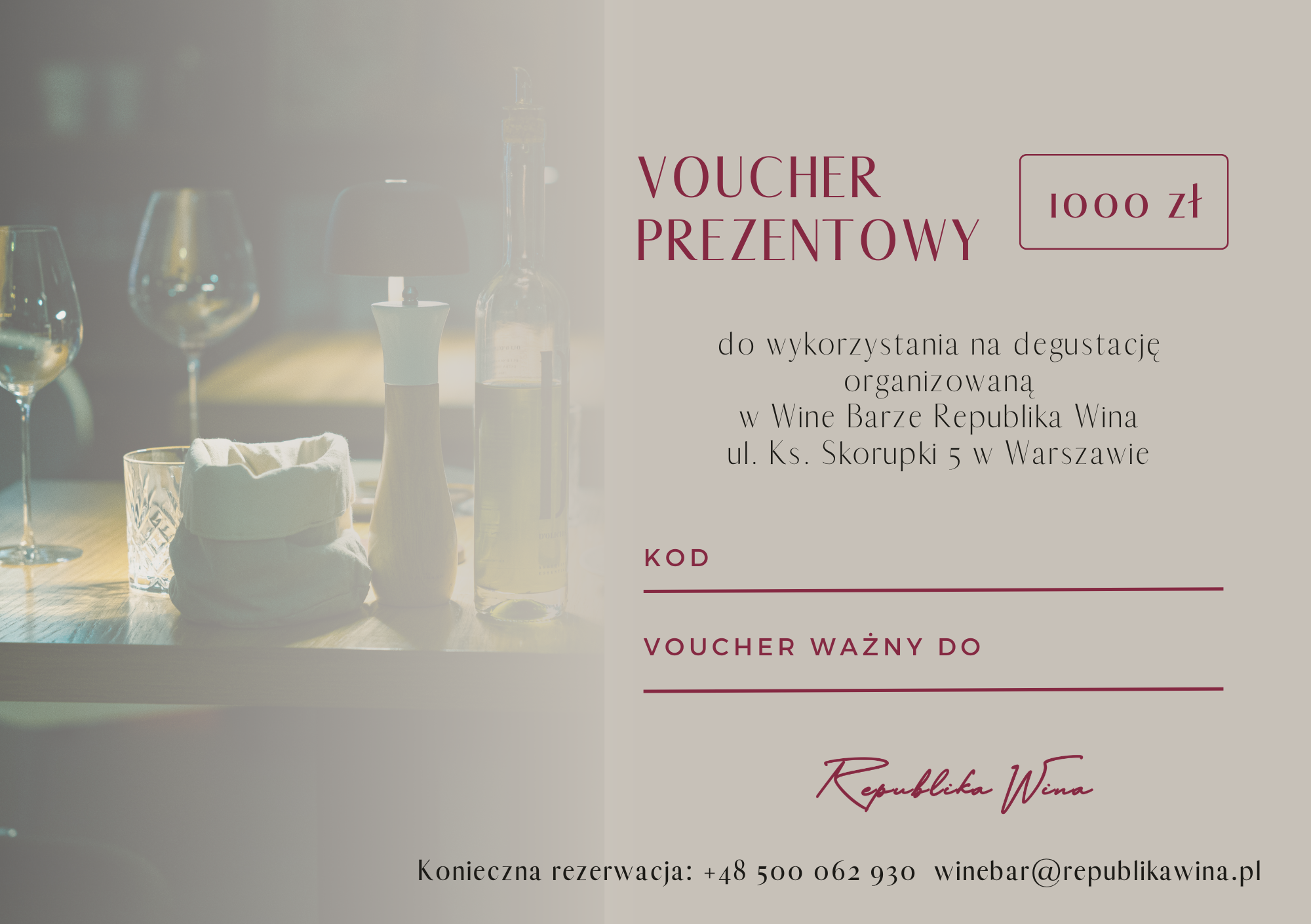 Voucher Prezentowy o wartości 1000 zł