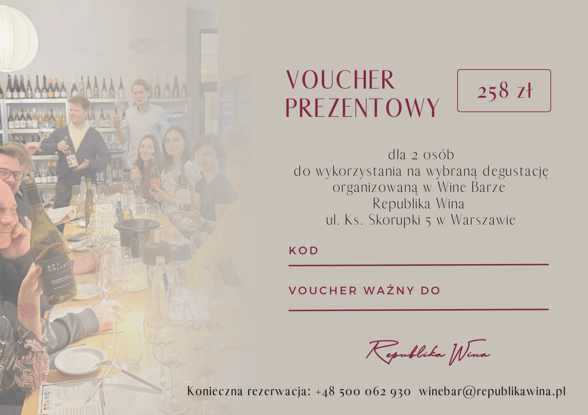 Voucher Prezentowy o wartości 258 zł