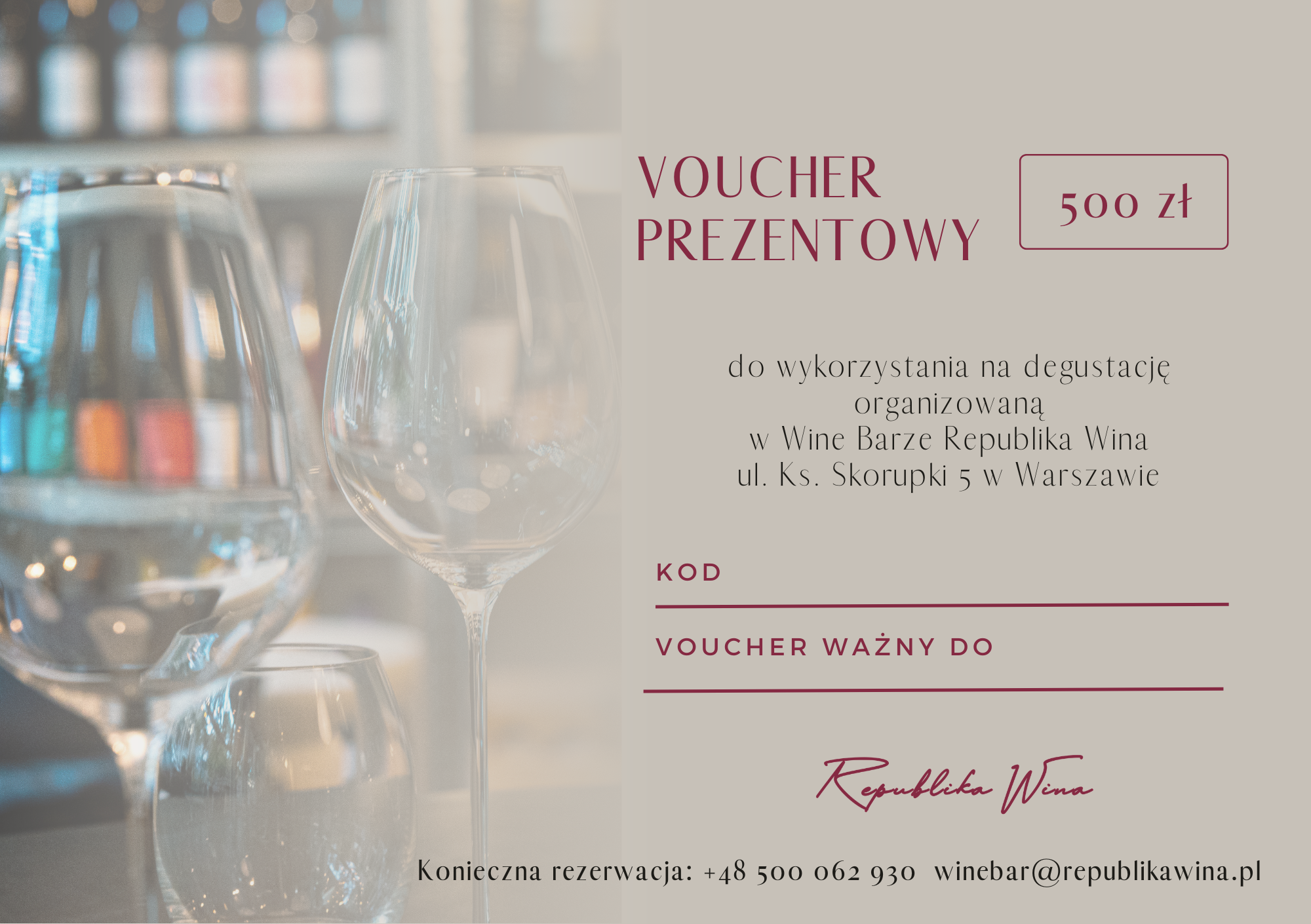 Voucher Prezentowy o wartości 500 zł